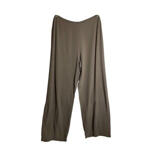 Eileen Fisher Pull On Elastic Waist Crepe Pants Brown Straight Leg Minimalist S